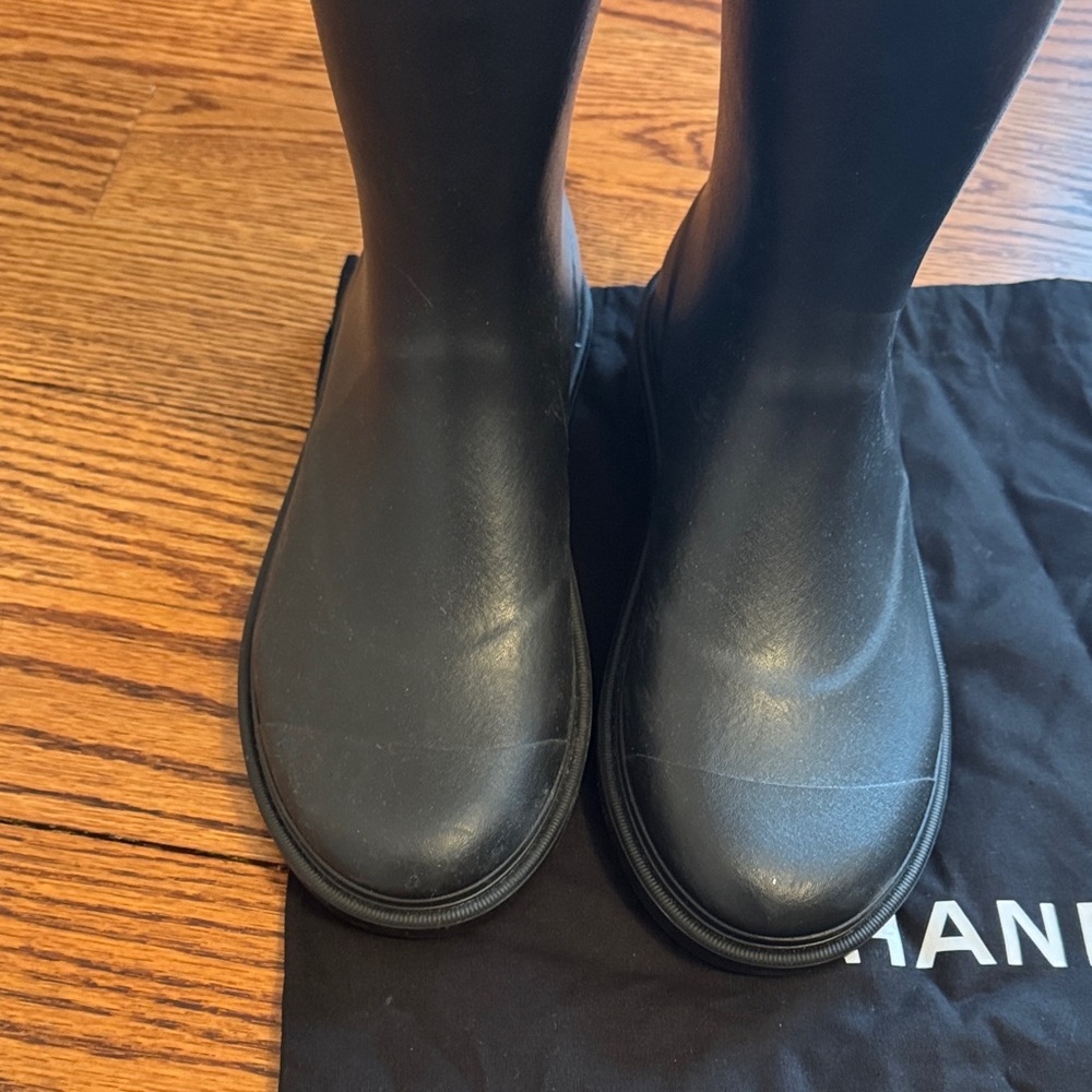 Authentic CHANEL Black Tall Rain Boots - Picture 3 of 10